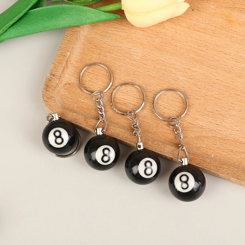 

1 шт. модное кольцо для ключей с настольным шариком, креативный бильярдный черный брелок для ключей № 8, 25 мм, резиновый шар, ювелирные изделия, подарок