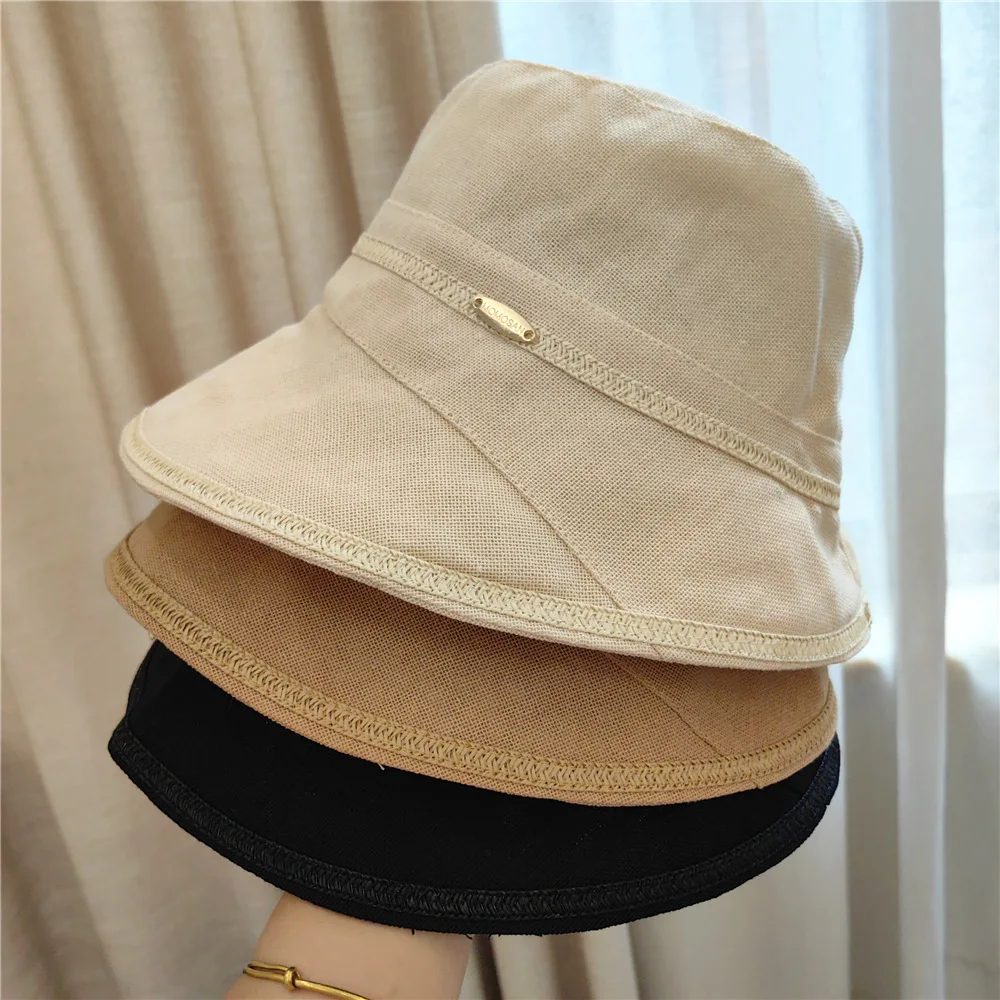 

New Japanese Style Fisherman Hats for Women's Spring Sunshade Cloth Hats Solid Color Cotton and Linen Versatile Sunscreen Hats