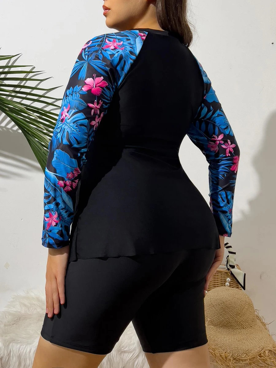 Surfing Swimsuit 2025 Large Plus Size Long Sleeve 2 Piece Swimsuit Women Swimwear