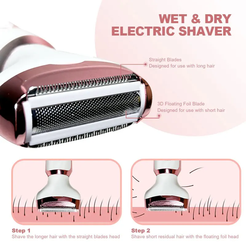 4-in-1 Electric Shaver for Women Face Nose Legs Underarm Bikini Trimmer