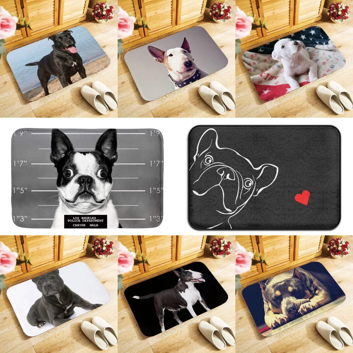 

Funny Boston Terrier Dog Doormat Indoor Anti-Slip Suede Carpet Entrance Rug for Living Room Bedroom Kitchen Bathroom Door Mats