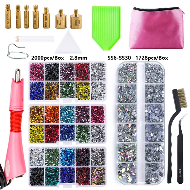 Hotfix Applicator, DIY Rhinestone Wand Setter Tool Kit Include 7 Different  Sizes Tips, Tweezers & Brush Cleaning kit, 2 Pencils, and Hot-Fix Crystal