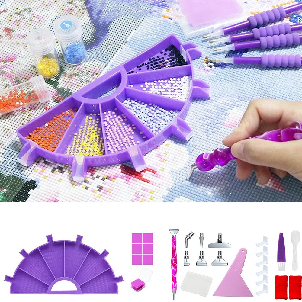 5D Diamond Painting Beads Sorting Trays with Point Drill Pen Diamond