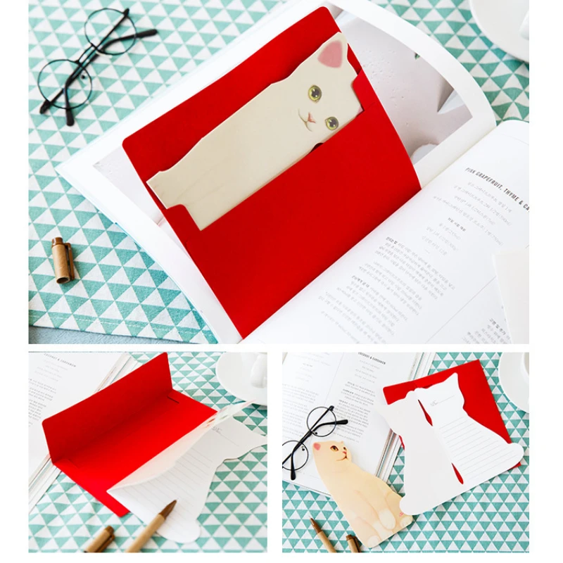 5/10PC Greeting Cards 3D Cat Postcards New Year Party Greeting Card Gift Folding Greeting Card Birthday Wedding Invitation Cards