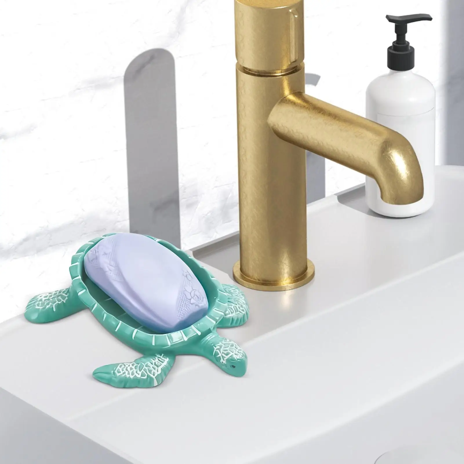 Soap Holder Shower Turtle Shape Dispenser Soap Saver Tray Self Draining For Kitchen Sink Bathroom Bathtub Home Shower Countertop