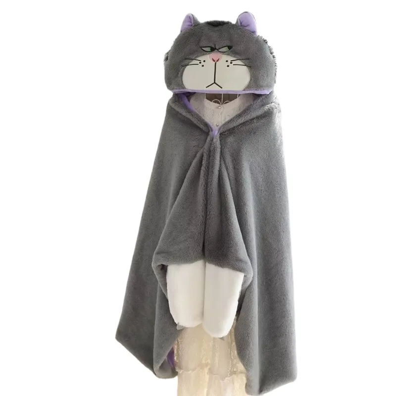 

Cartoon Cute Lucifer Hooded Cloak Blanket Student Shawl Padded Warm Nap Cloak