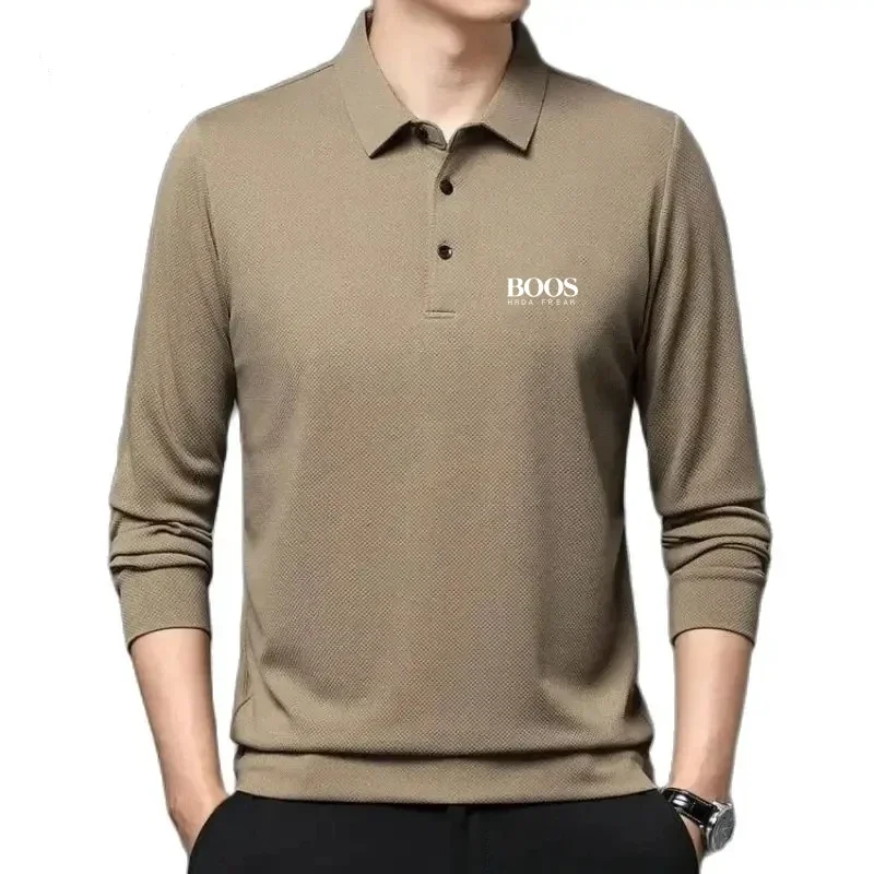 Embroidered Pure Cotton Shirt Men's Long Sleeved Lapel Casual Top Spring and Autumn