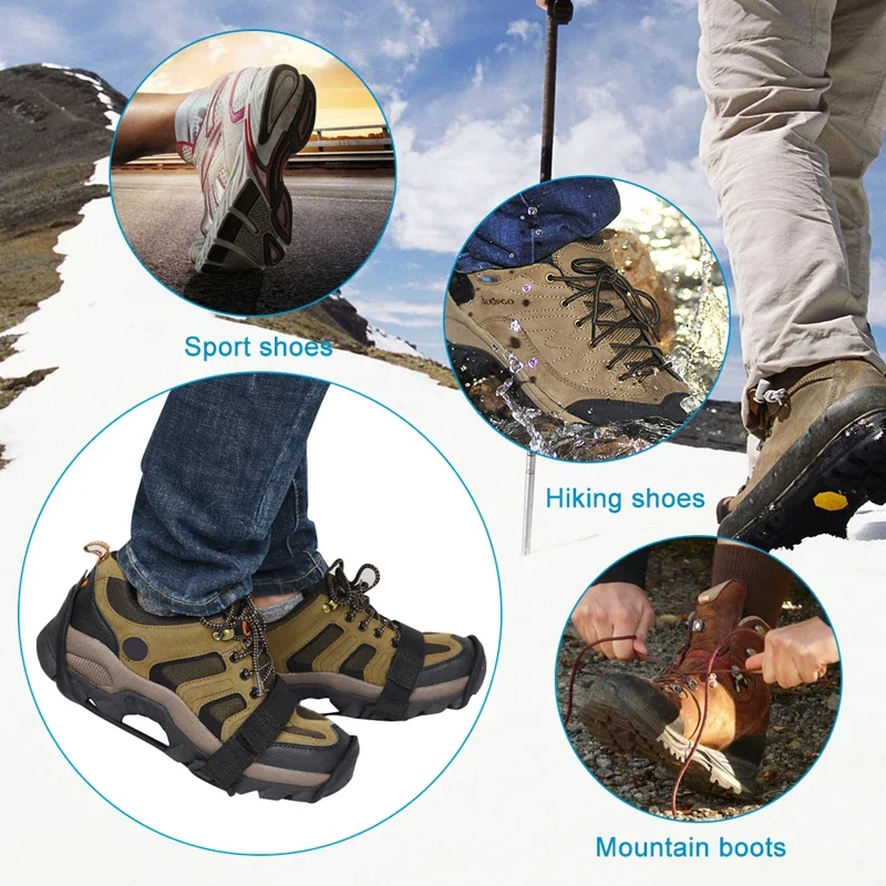 11 Teeth Crampons Outdoor Hiking Climbing Snow And Ice Gripper Anti-slip Covers for Winter Shoes Spikes Snow Shoe Accessories ice gripper spike climbing crampons