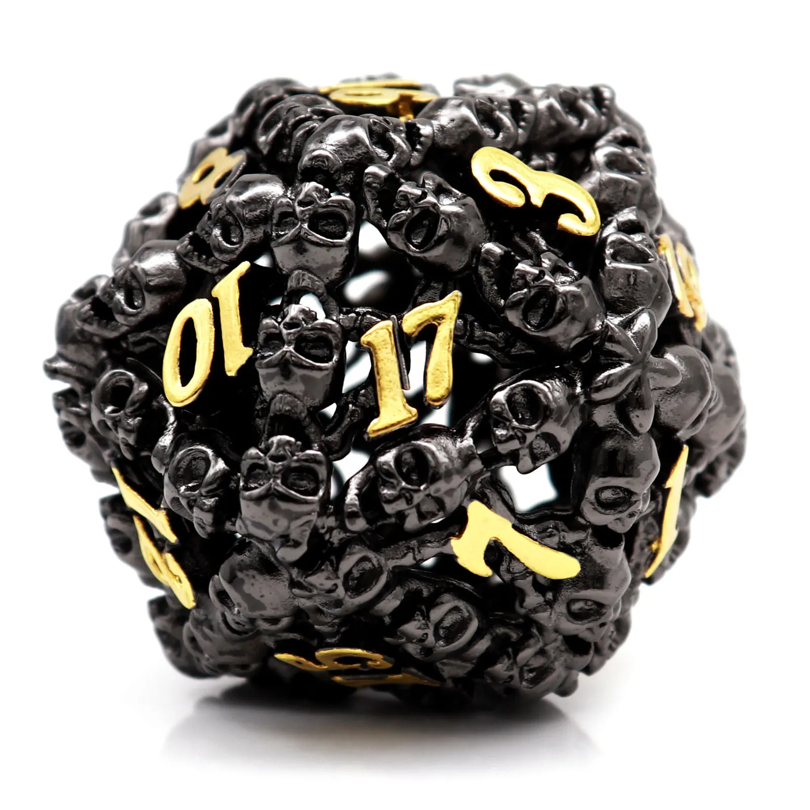 

Haxtec Skull Hollow D20 Metal Dice Large Oversized 20 Sided Polyhedral RPG Dice W/ PU Leather Dice Bag for DND Dice