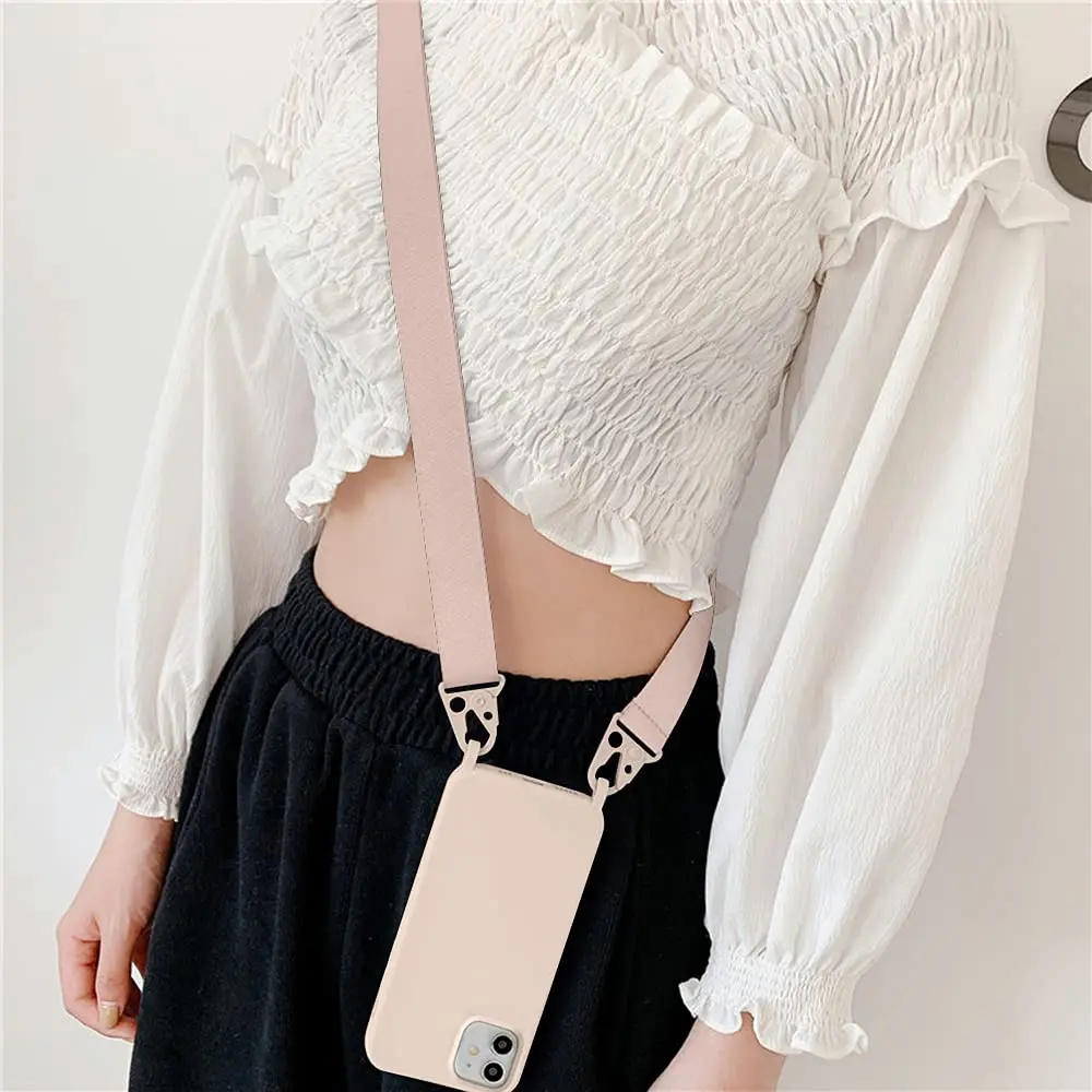 

Fashion Crossbody Necklace Strap Lanyard Cord Silicone Phone Case for phone case Mobile phone accessories