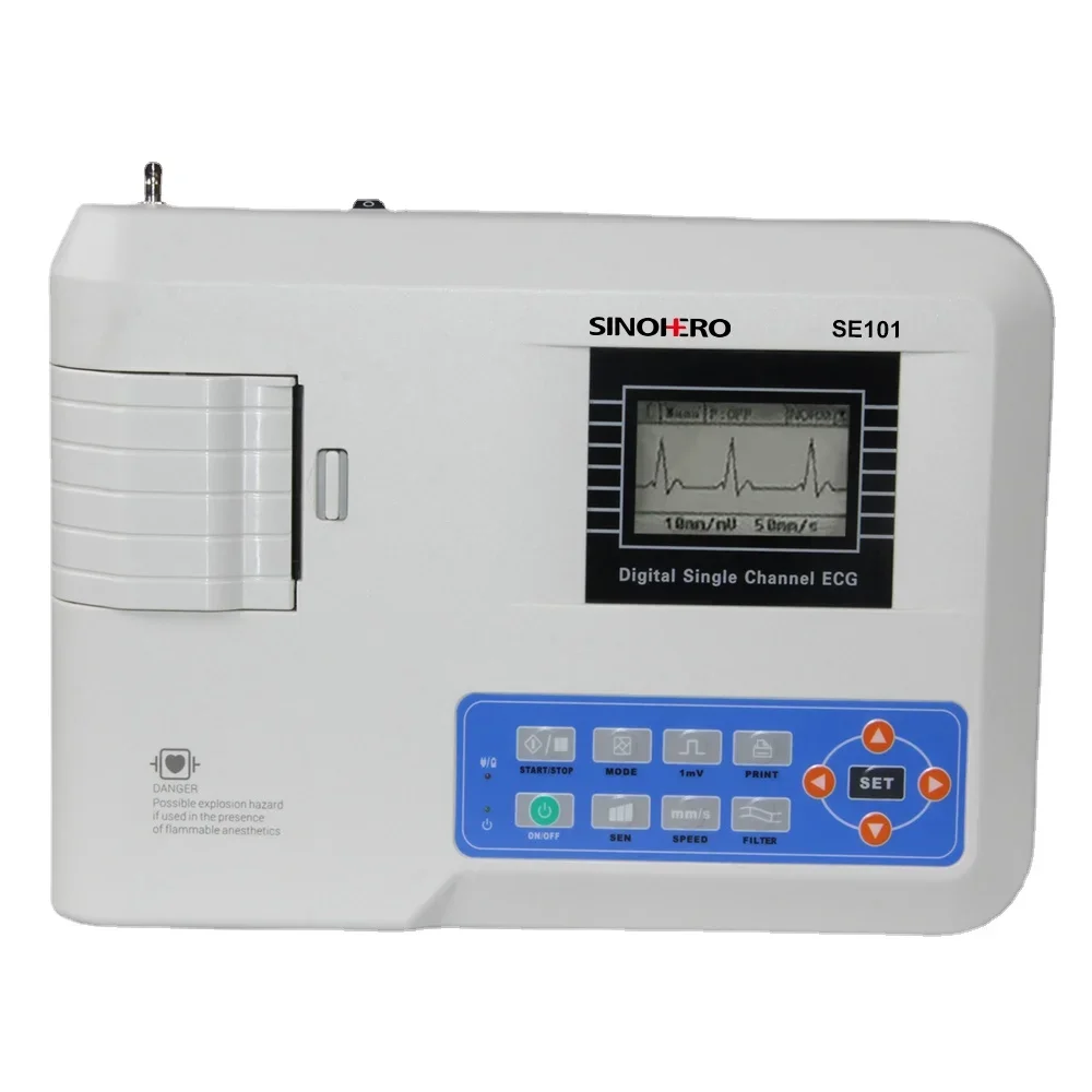 Single Channel 1 Channel 12 Lead Sinohero SE101 Digital Elektrokardiograph ECG Machine EKG Machine With Printer And PC Software