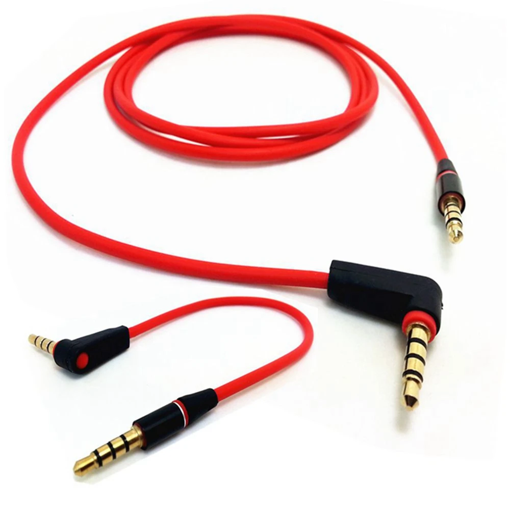

3.5mm 1/8 "Male to Male 4-Pole Car AUX Audio Cable Cable Record Headphones RED