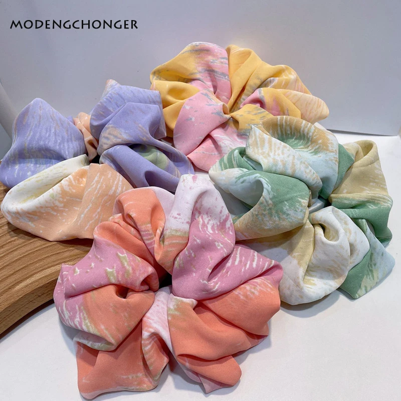 

New Fashion Oversized Ink Painting Hair Tie Elegant Hair Scrunchies Temperament Girl Elastic Hair Rope For Women Hair Accessorie