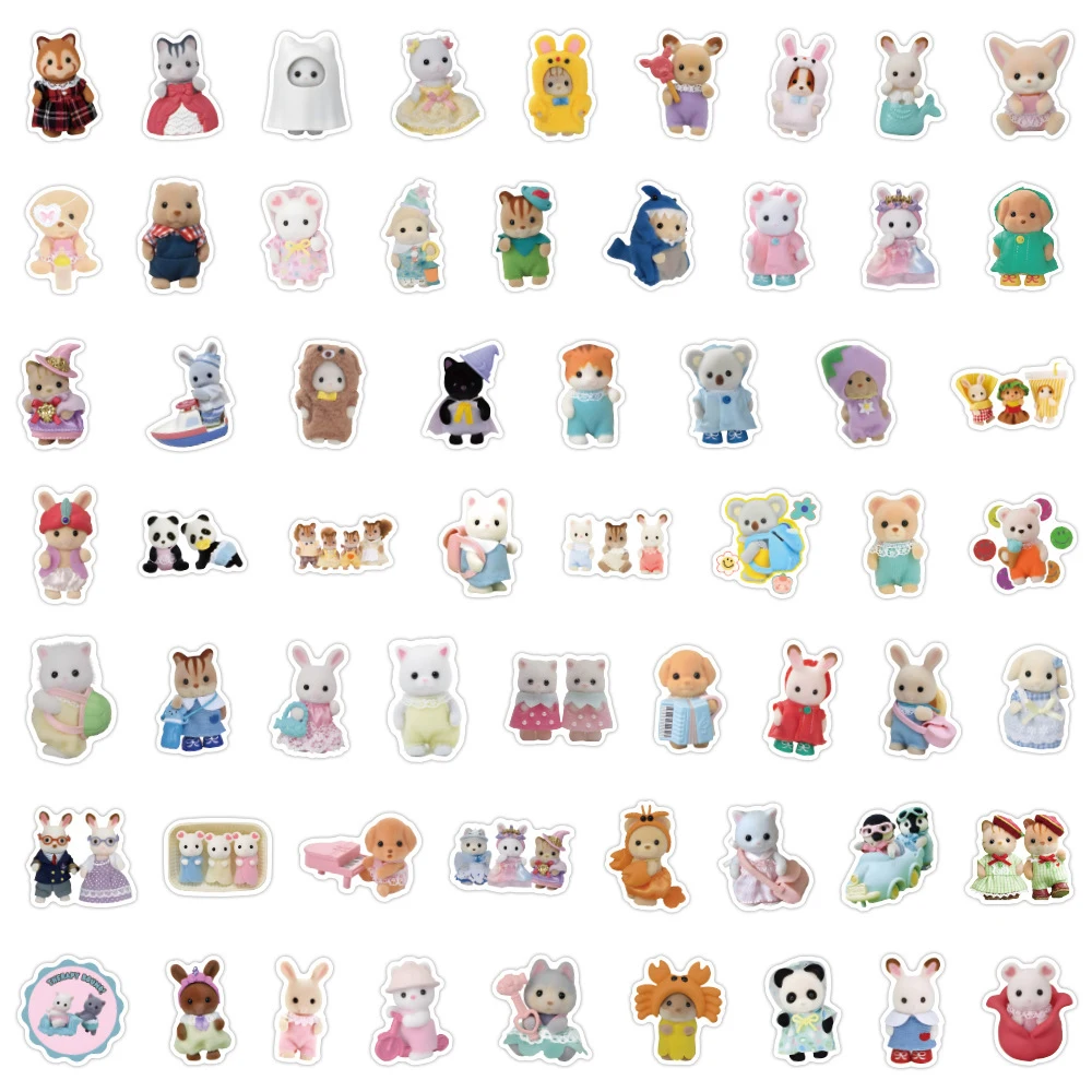 Calico Critters Graffiti Cartoon Stickers 10/30/60/120pcs For DIY Decoration