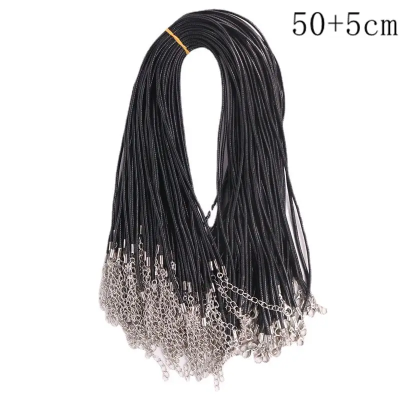 

100 шт. 1,5 мм черный вощеный шнур для ожерелья с застежкой-карабином