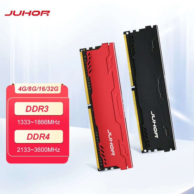 JUHOR Memoria Ram ddr4 16G 4GB 8G 32G Desktop Memory Udimm 2133 2400 2666 3000 3200 3600 DDR3 4G 8G 1600 1333 1866 New Dimm Rams