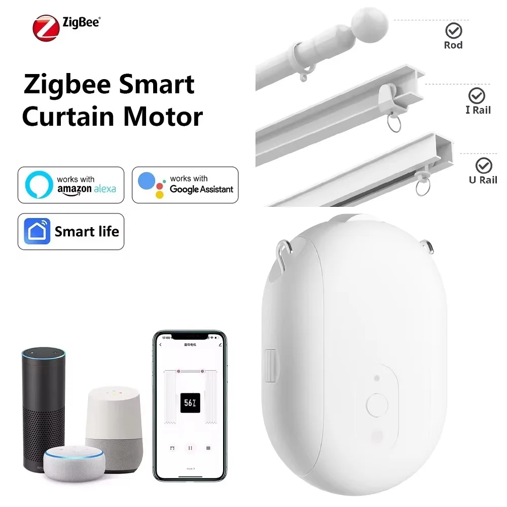 ZigBee 3.0 ผ้าม่านหุ่นยนต์ไดร์เวอร์โรมัน Rod I ประเภทผ้าม่านมอเตอร์ใช้งานร่วมกับ Tuya Smart Life ระยะไกล Alexa Google Voice Control 1