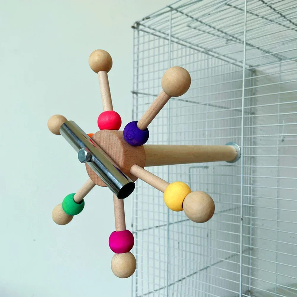 Birds Toy with Rotating Balls Wood Interactive Bird Stand Colorful Parrot Foraging Toy for Lovebirds Pet Products Supplies