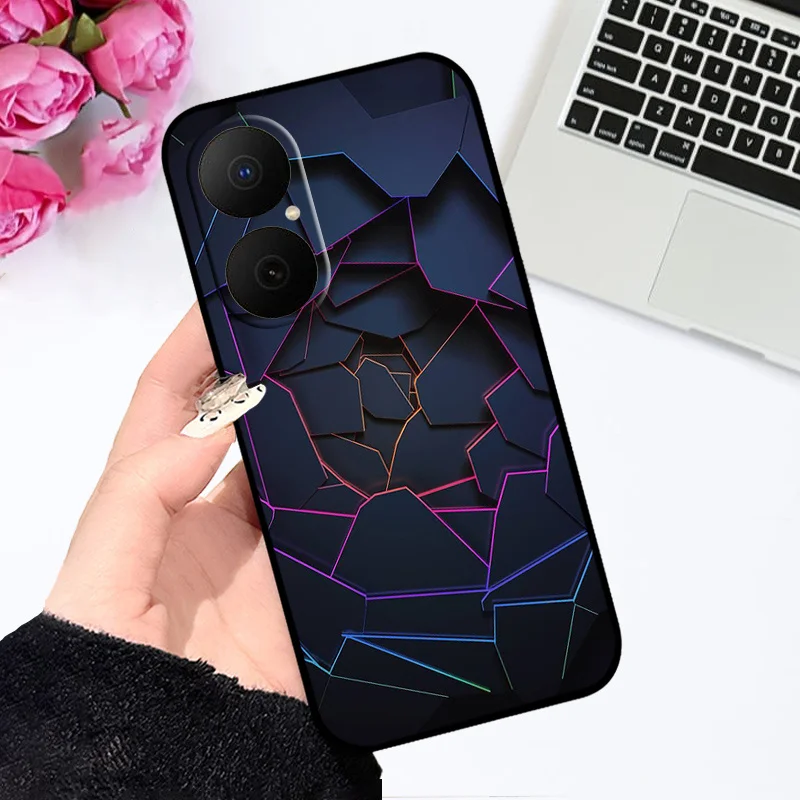 Oil Painted Silicone Back Cover - Soft Matte Protective Case for Huawei Nova Y73/Enjoy 80
