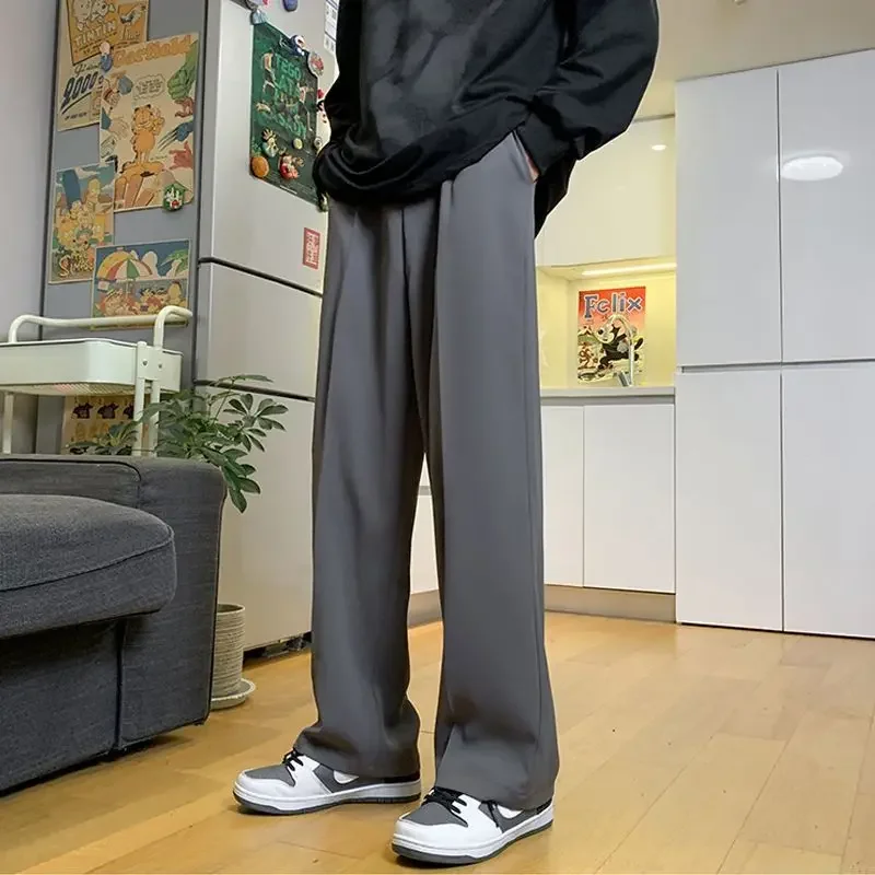 thumbnail image 1 of Pantalones ajustados para hombre, color gris liso, con trenzas, para primavera, elegantes, coreanos, muchas reseñas, licra, para vestir, 1 of 4