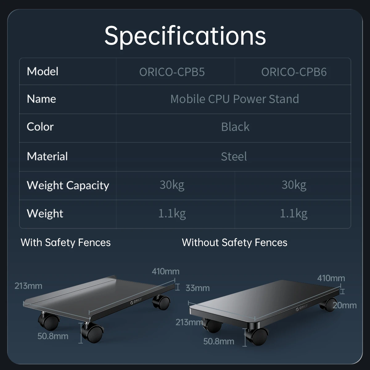 ORICO-Steel Mobile CPU Stand, Computer Tower, Holder