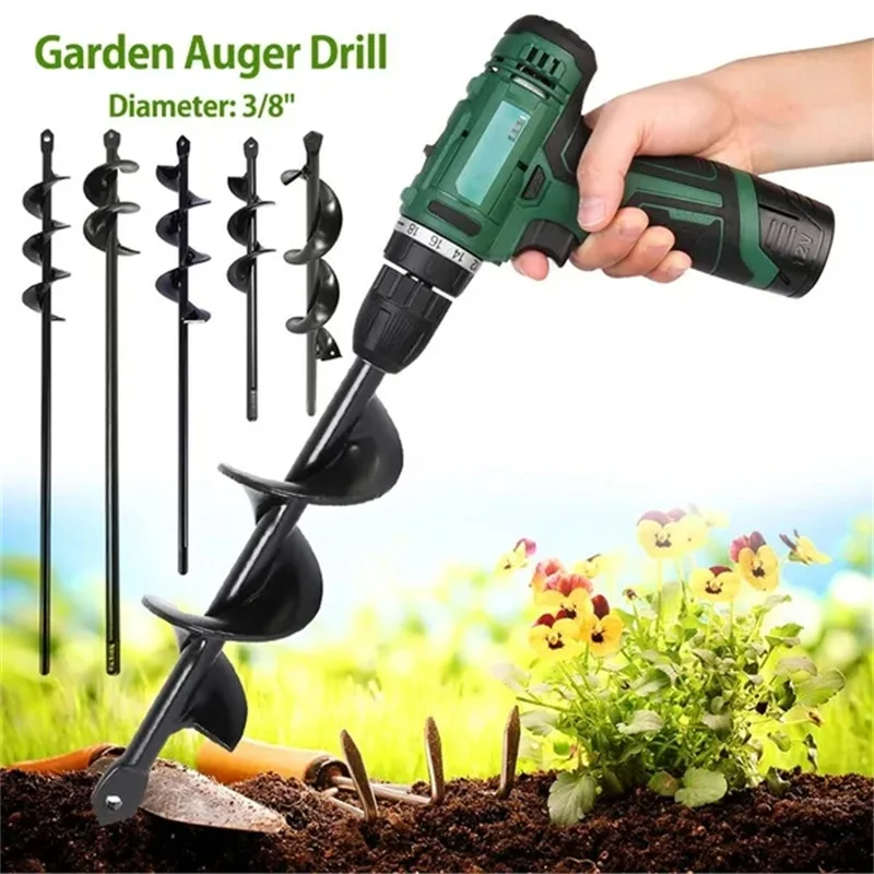 8 Sizes Garden Auger Drill Bit Tool Rust-Proof Spiral Hole Ground Drill Bit Rapid Planter Seed Planting Flower Garden Vegetable