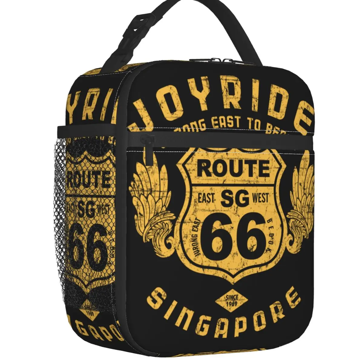 

Grunge Historic Route 66 Portable Lunch Boxes America Highway Mother Road Cooler Thermal Food Insulated Lunch Bag Kids School