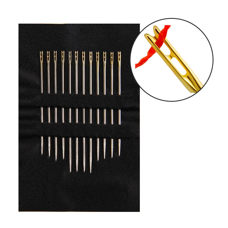 12/24Pcs Elderly Needle-side Hole Blind Needle Hand Household Sewing Stainless Steel Sewing Needless Threading Apparel Sewing 