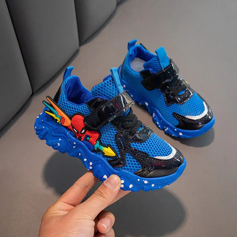 

Disney Boys' Casual Shoes Cartoon Children's Mesh Casual Sports Red Blue Shoes Sneakers Comfortable Fashion Shoes Size 26-37