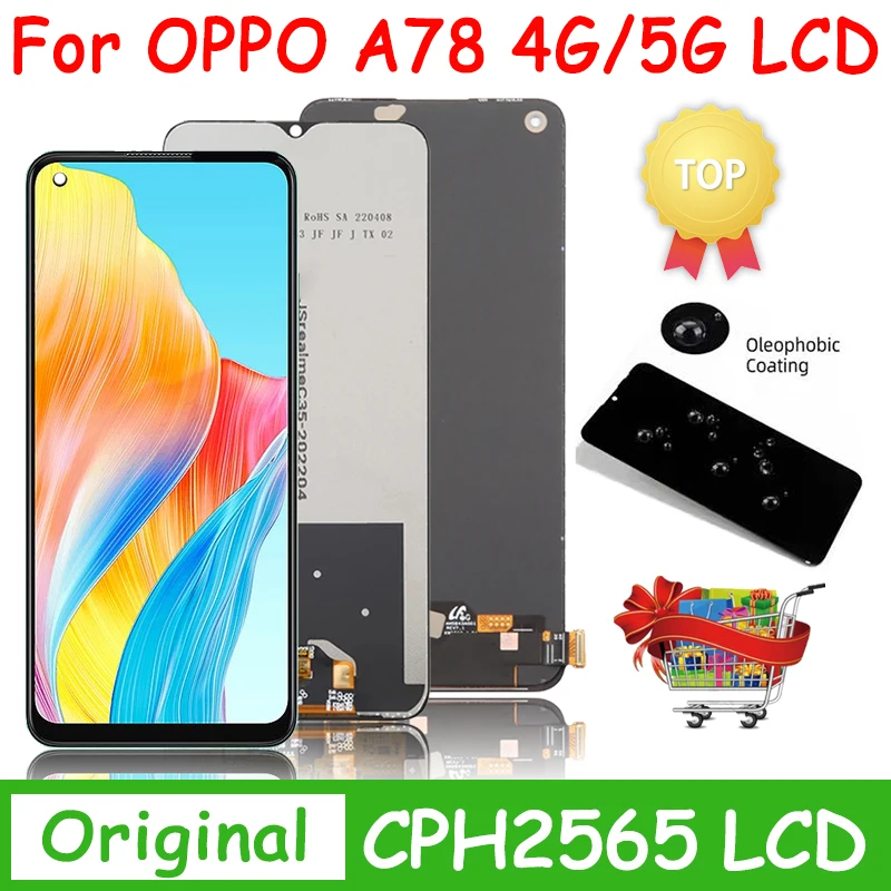 Originale Per Oppo A78 5G Cph2483 Cph2495 Lcd A78 Display Screen + Touch Panel Digitizer Per Oppo A78 4G Cph2565 Lcd