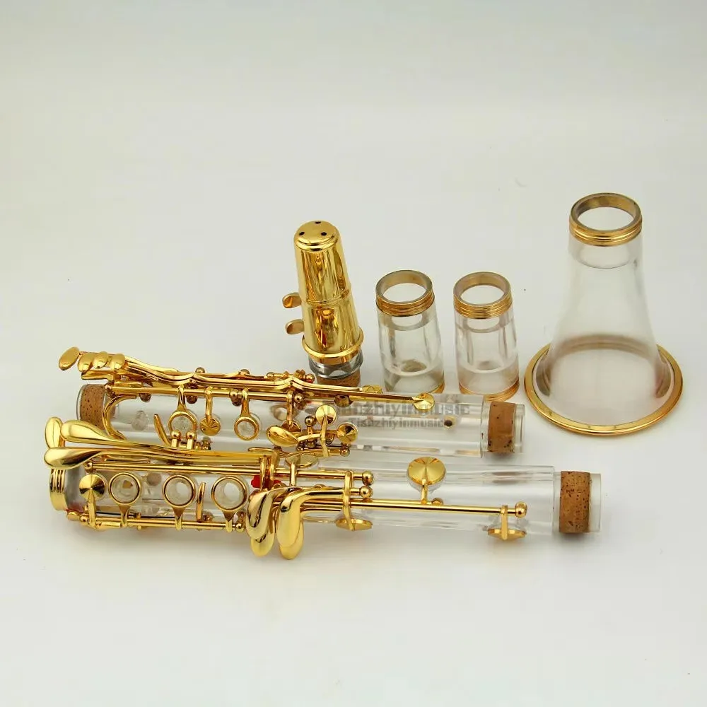 Clear Bb KEY Clarinet kit Real Gold Plated Parts Case / Grease/ Cleaning Cloth