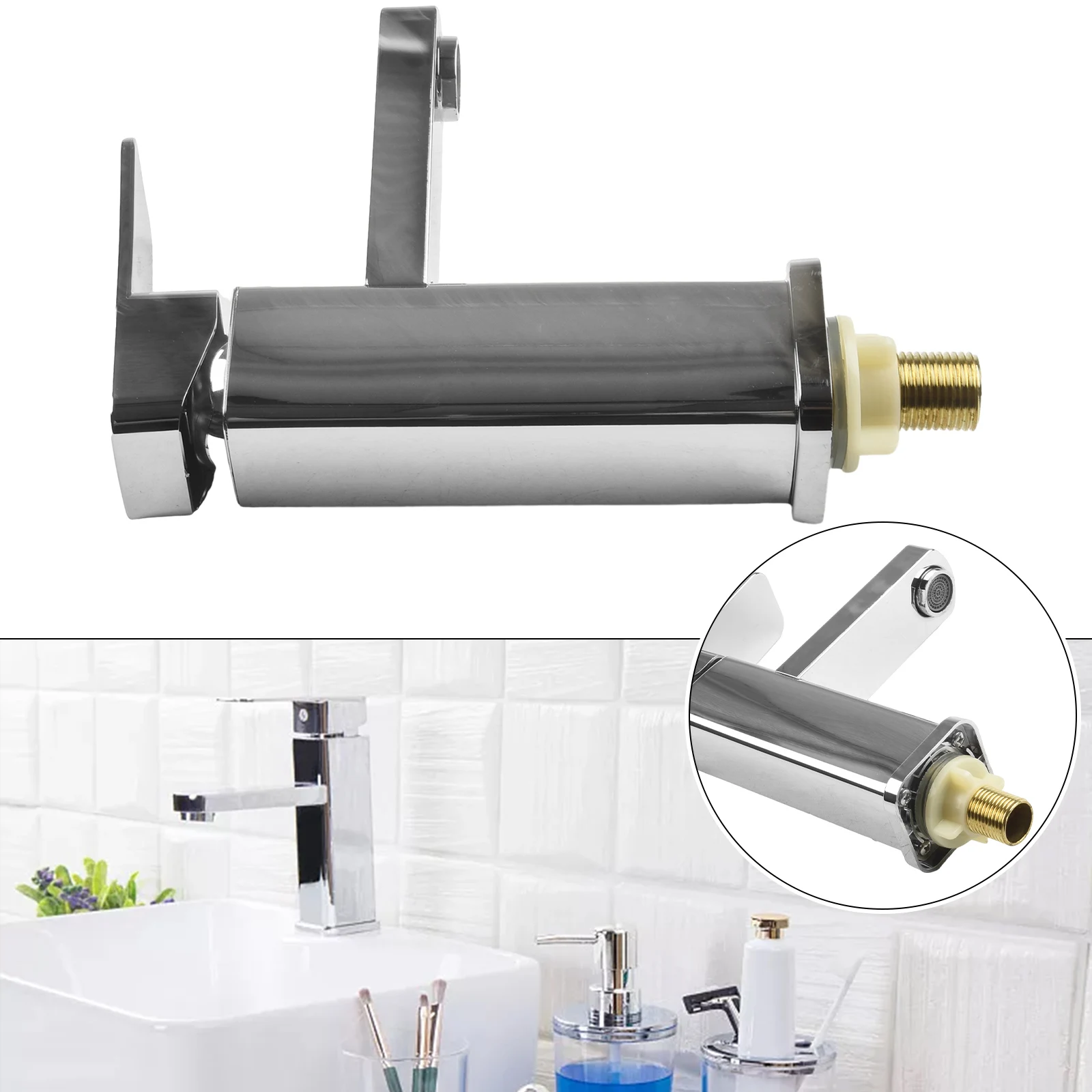 

Kitchen Basin Faucet 304 Stainless Steel Silver Single Cold Sink Faucet Bathroom Counter Basin Faucet Without Hose