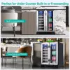 24 Inch Wine and Beverage Refrigerator, 20 Bottles & 88 Cans Wine Cooler with Dual Zone, Wine Fridge Built-In & Freestanding 6