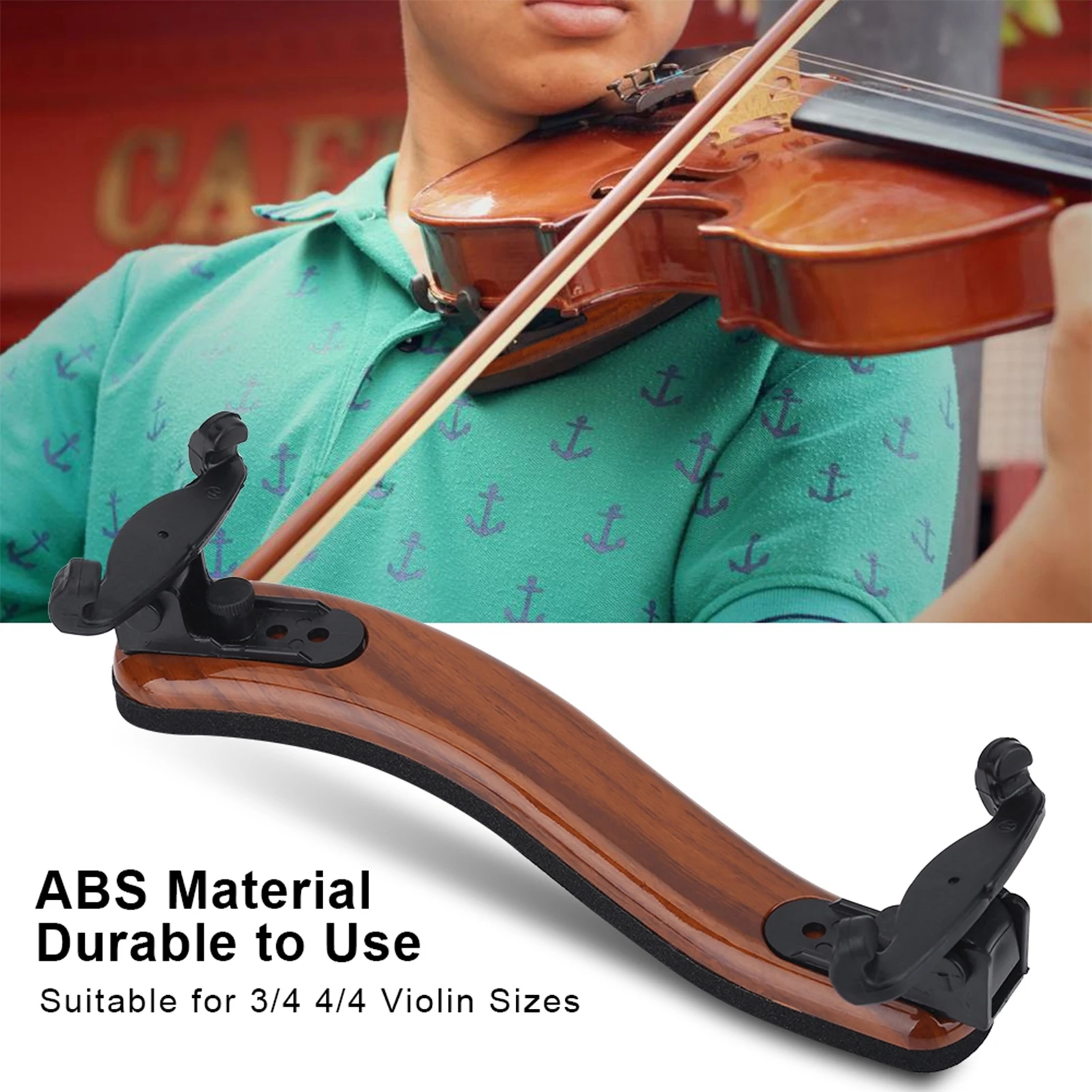 Violin Shoulder Rest Plastic Padded Solid Wood Coffee Single Board Adjustable 3/4 4/4 Fiddle Parts Accessory Violin Shoulder Pad