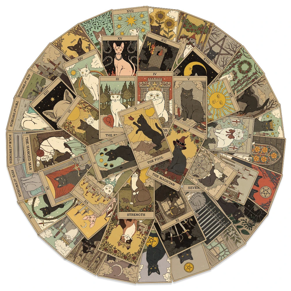 10/30/72개 빈티지 클래식 고양이 타로 카드 스티커 고딕 스타일 데칼 문구류 여행가방 노트북 기타 쿨 스티커 장식