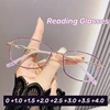 Anti Blue Light Presbyopia Glasses Trendy Metal Small Frame Reading Glasses for Women Portable High-definition Eyeglasses 1