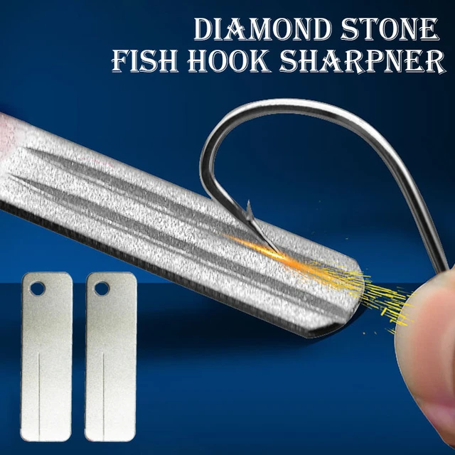 2pcs Fishing Hook Sharpener Portable Diamond Stone Fish Hook