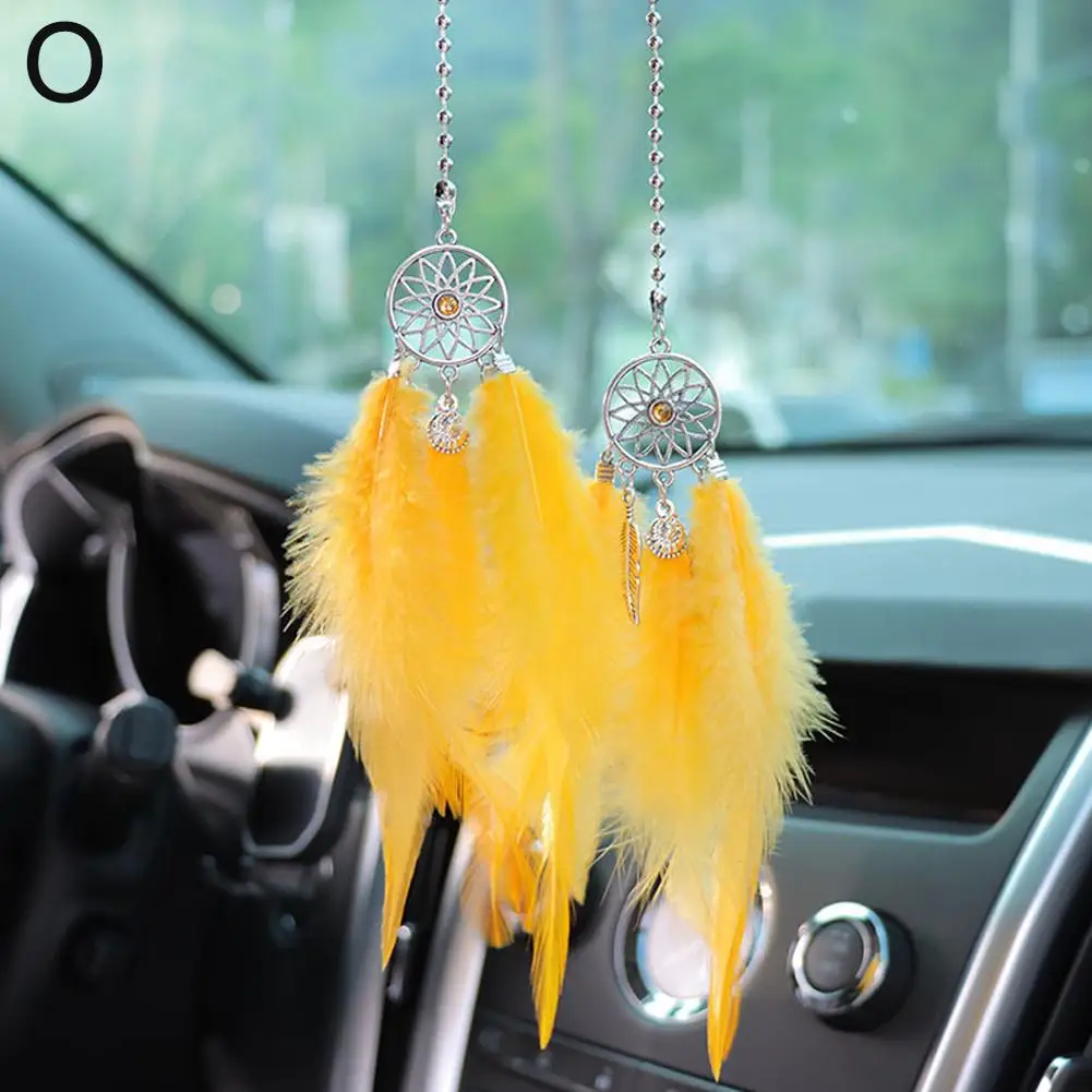 Atrapasueños Mini Para Coche - Colgante De Espejo Retrovisor Con Diseño Nativo Americano | Decoración Multicolor Y De Protección