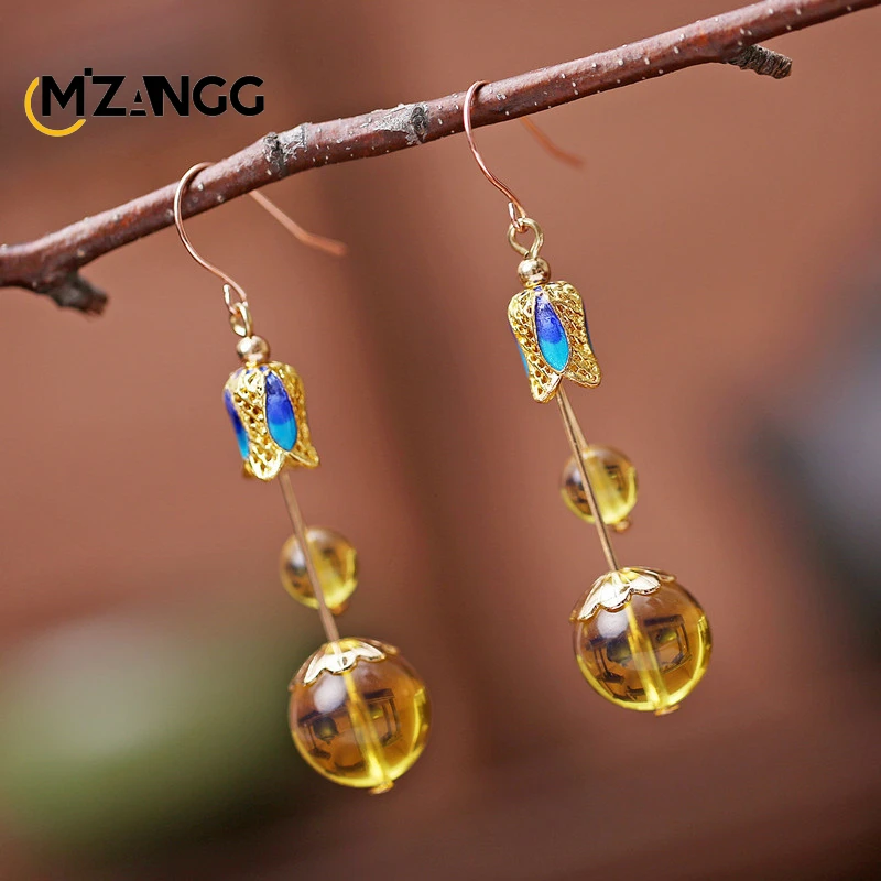 ORECCHINO SINGOLO pendente vintage in argento Sterling 925 fatto a mano! con occhio di tigre dorato, punzonato 925 - Italia