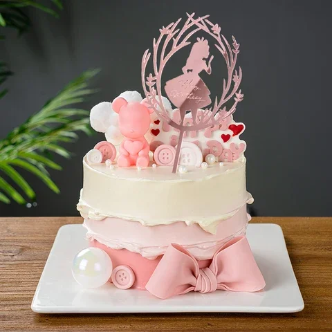 

1Pc Beautiful Girl Happy Birthday Acrylic Cake Topper Shiny Butterfly Cake Flags For Kids Birthday Baby Shower Cake Decoration