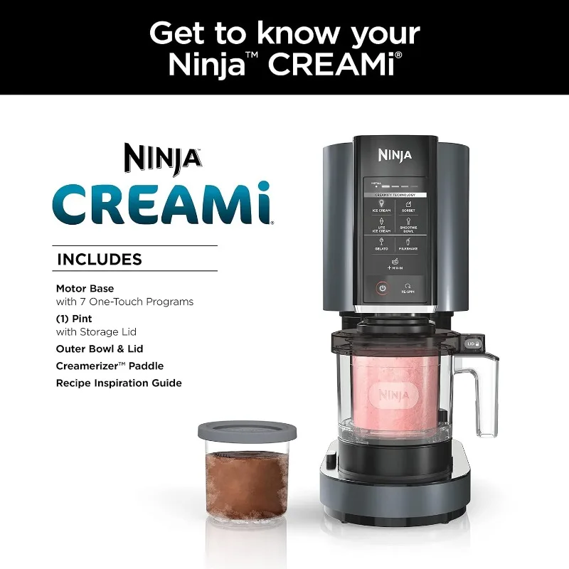 Ninja NC299AMZ CREAMi Ice Cream Maker, for Gelato, Mix-ins, Milkshakes, Sorbet, Smoothie Bowls & More, 7 One-Touch Programs 2