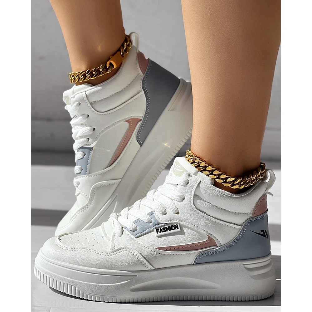 Women Cisscross Tied Round Toe Platform White Sneakers Autumn Women Casual Running Shoes Korean Style Spring Shoes Free Ship