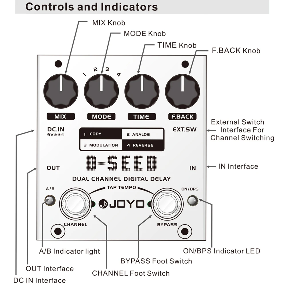 D-SEED Dual Channel Digital Delay Effector Delay Guitar Effects Pedal with TAP T
