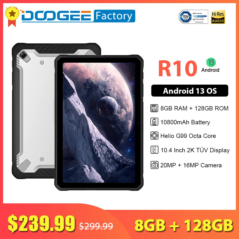 防水タブレット Doogee R10 （DOOGEE-R10-10-4-2-K-Helio-G-99