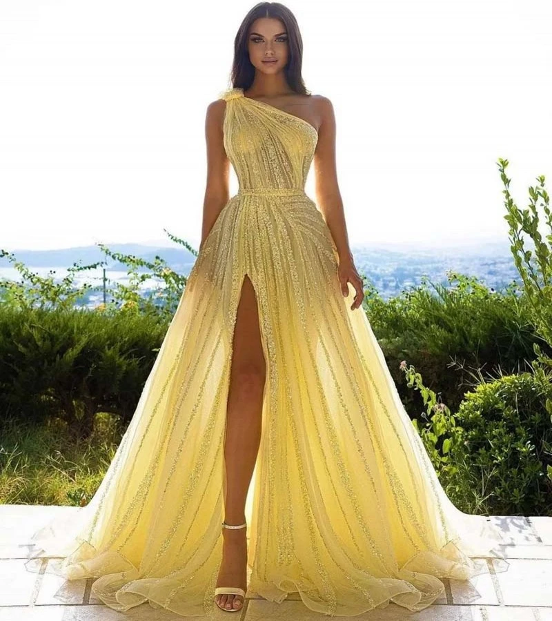 yellow evening dresses online