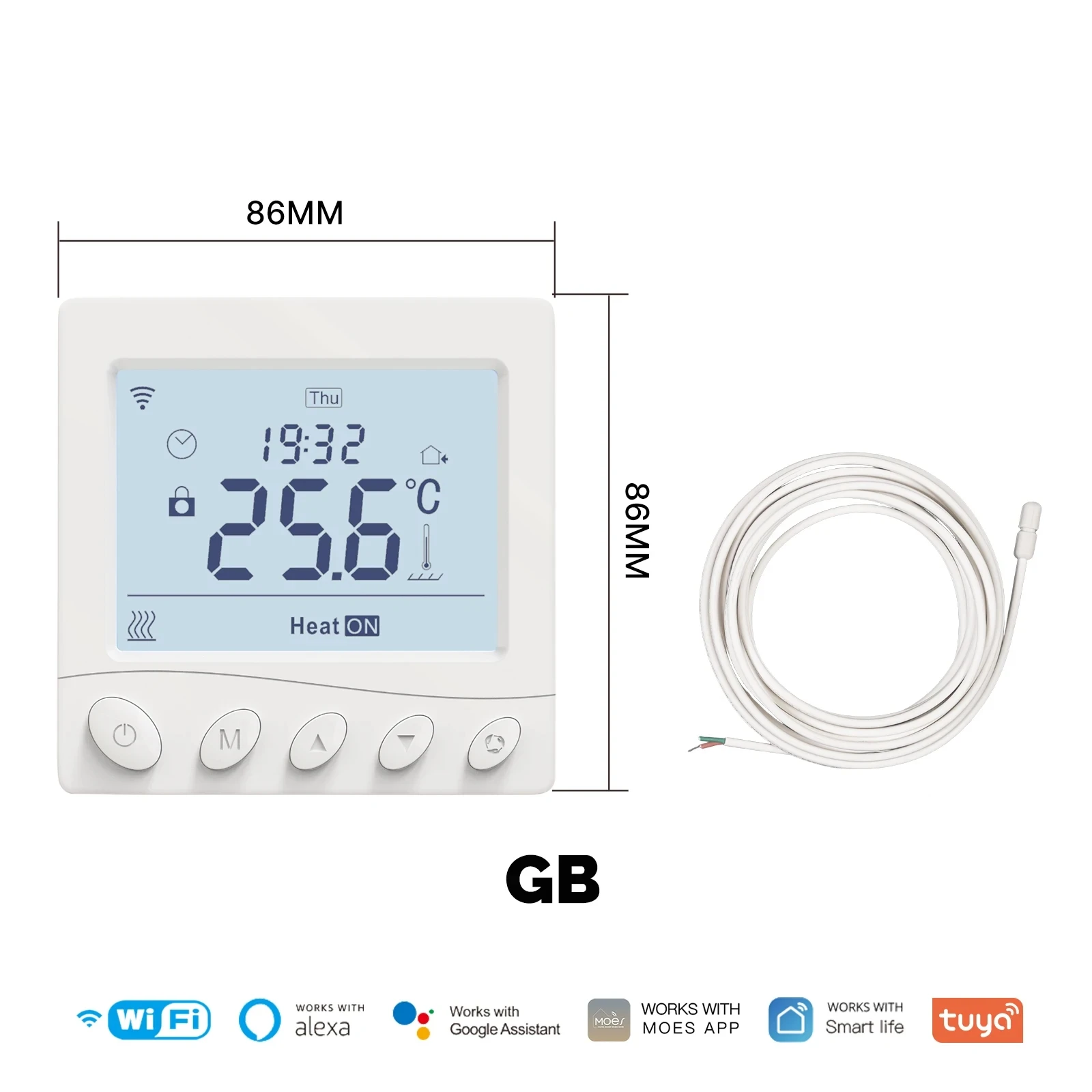 MIUCDA Matte slimme thermostaat voor elektrische vloerverwarming, wifi, wandthermostaat, wifi, kamerthermostaat, digitale verwarmingsthermostaat met Homekit, Alexa, Google Home, SmartThing