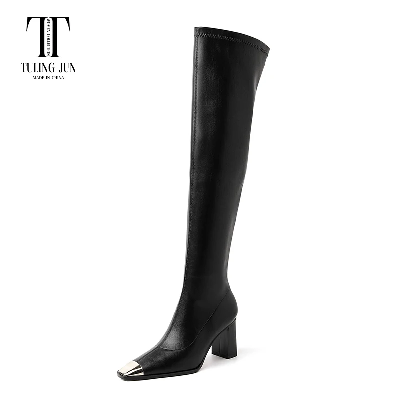 

TULING JUN 2023Winter Elasticity Women's Boot Pointed Toe Chunky High Heel Elegant Temperament Comfort Fashion Shoes For Women L