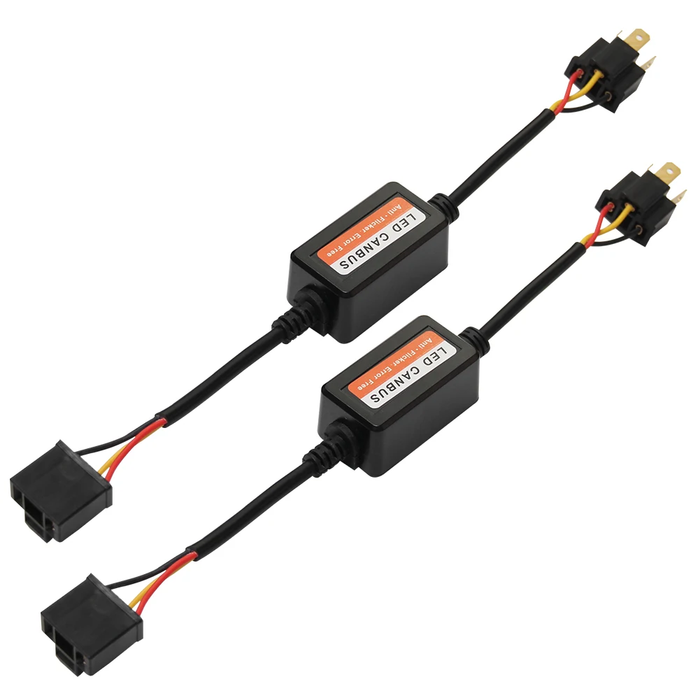 1쌍 자동차 LED 디코더 캔버스 고성능 H4 에러 프리 안티 플리커 저항기 LED 헤드라이트 전구 저항기 디코더