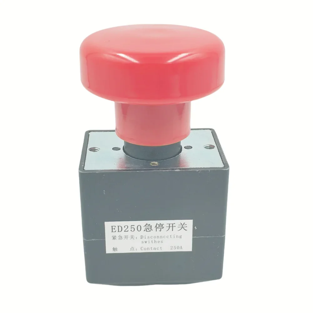 High-Amperage Red Emergency Stop Mushroom Push Button Switch for Industrial Vehicles and Equipment