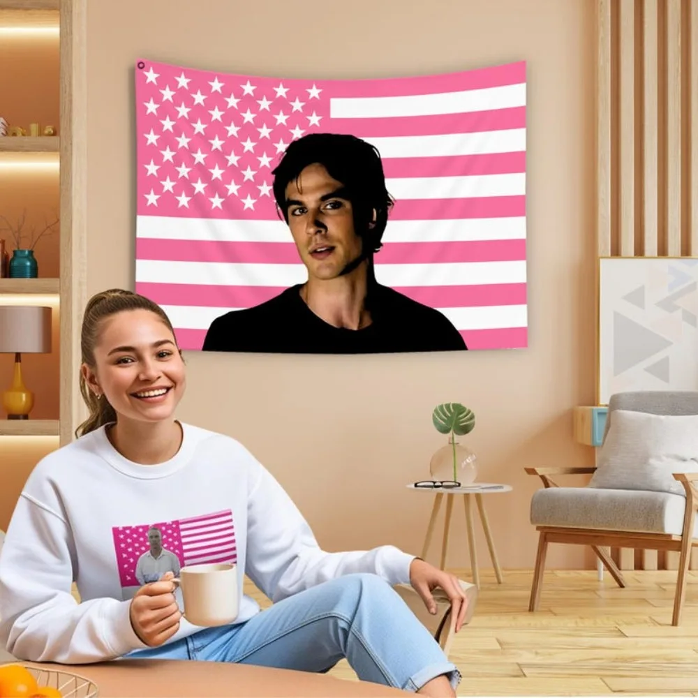 Aangepaste foto roze Amerikaanse vlag gepersonaliseerd wandtapijt ontwerp jouw afbeelding grappige vlag wandtapijt slaapkamer decor, roze Amerikaanse vlag - België